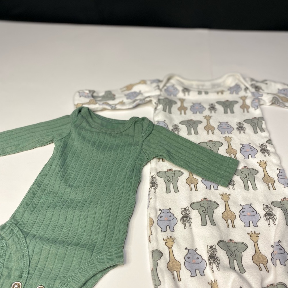 Green and White Animal Print Child Of Mine By Carters set